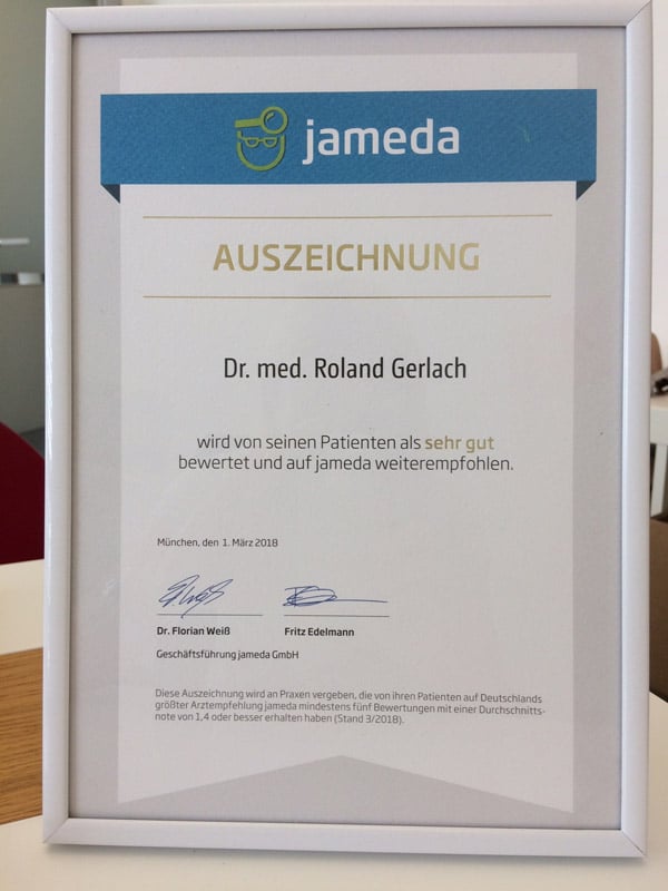 Jameda Auszeichnung Roland Gerlach